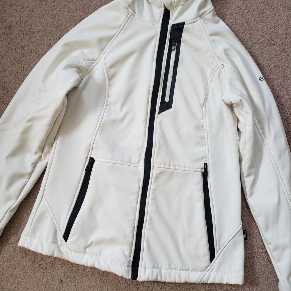 Spyder Women’s Softshell Jacket Water Resistant Terry Fleece Lined White Size S - Picture 6 of 10